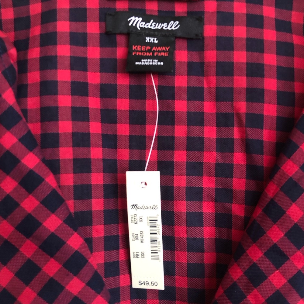 NWT Madewell Bedtime Cotton Gingham Check Plaid Pajama Top | XXL - Picture 5 of 7